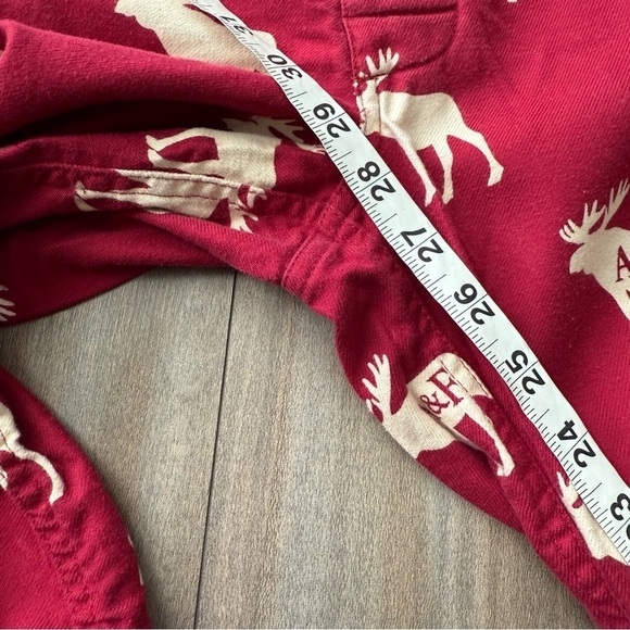 Vtg Y2K Abercrombie & Fitch men’s heavy plaid flannel pajama moose pants red - Picture 6 of 6